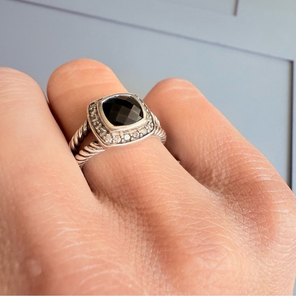 David Yurman Onyx And Diamonds Albion Ring in Sterling Silver - Picture 11 of 13